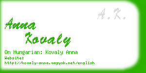 anna kovaly business card